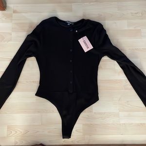 Missguided Black Button-up Bodysuit